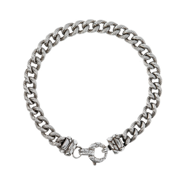 Curb Chain Bracelet with Striped Texture