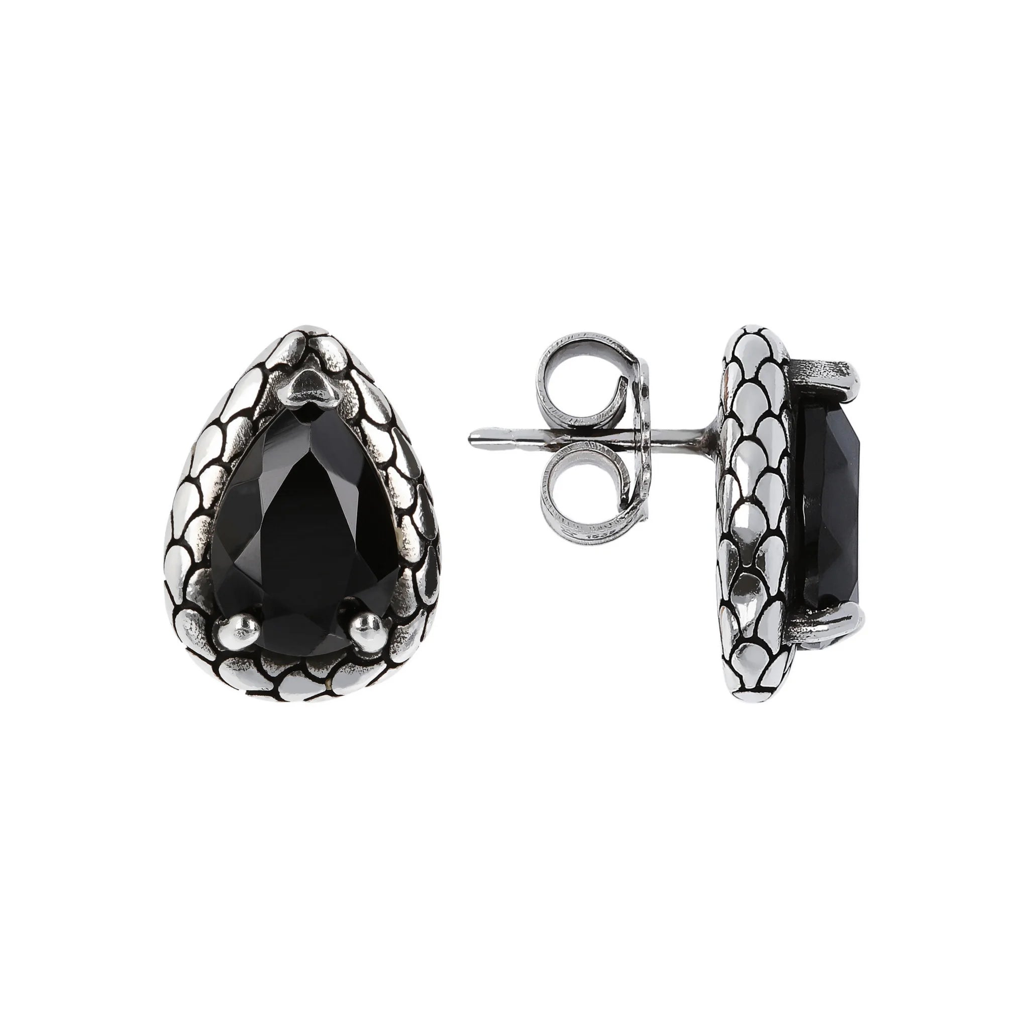 Orecchini a Lobo Texture Sirena con Pietre Naturali a Goccia in Argento 925