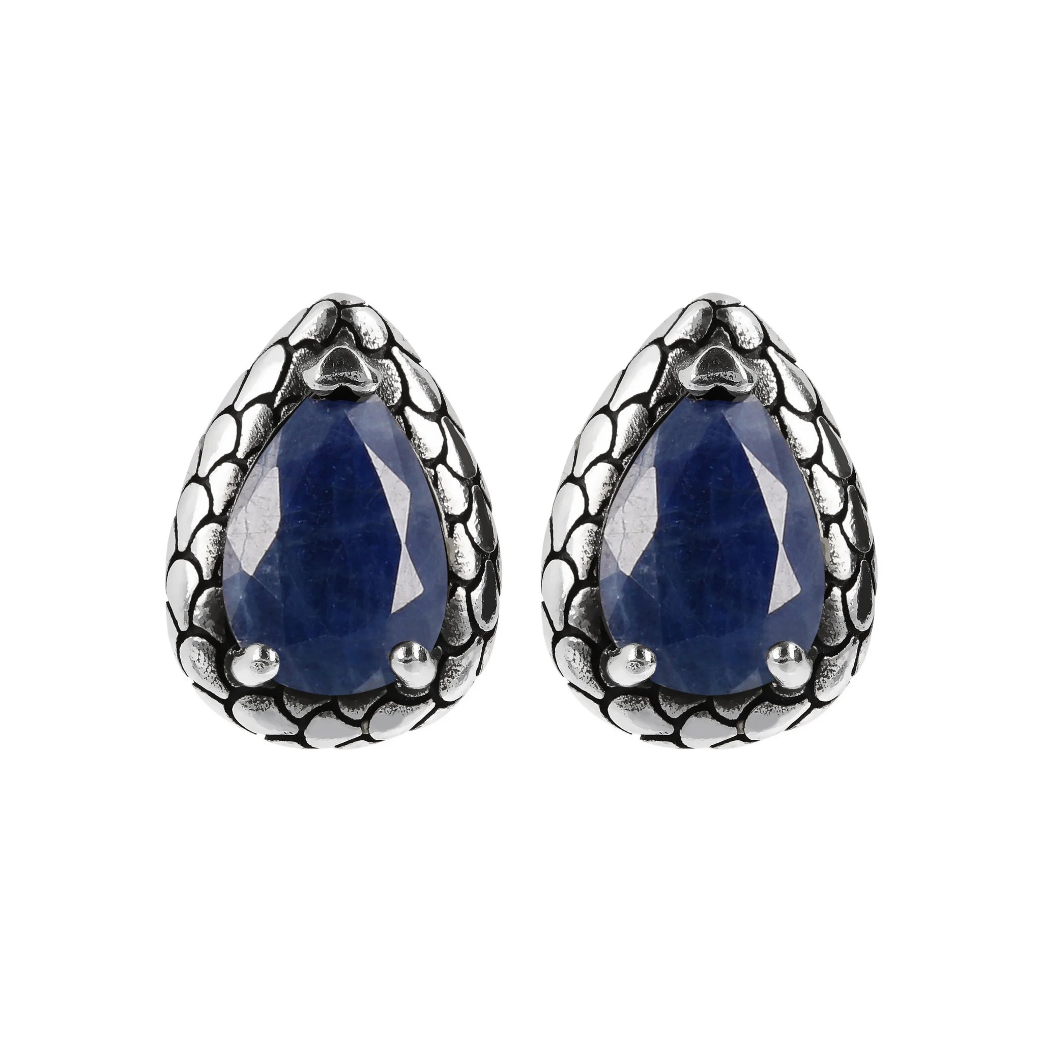Orecchini a Lobo Texture Sirena con Pietre Naturali a Goccia in Argento 925