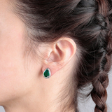Mermaid Texture Stud Earrings with Drop Natural Stones