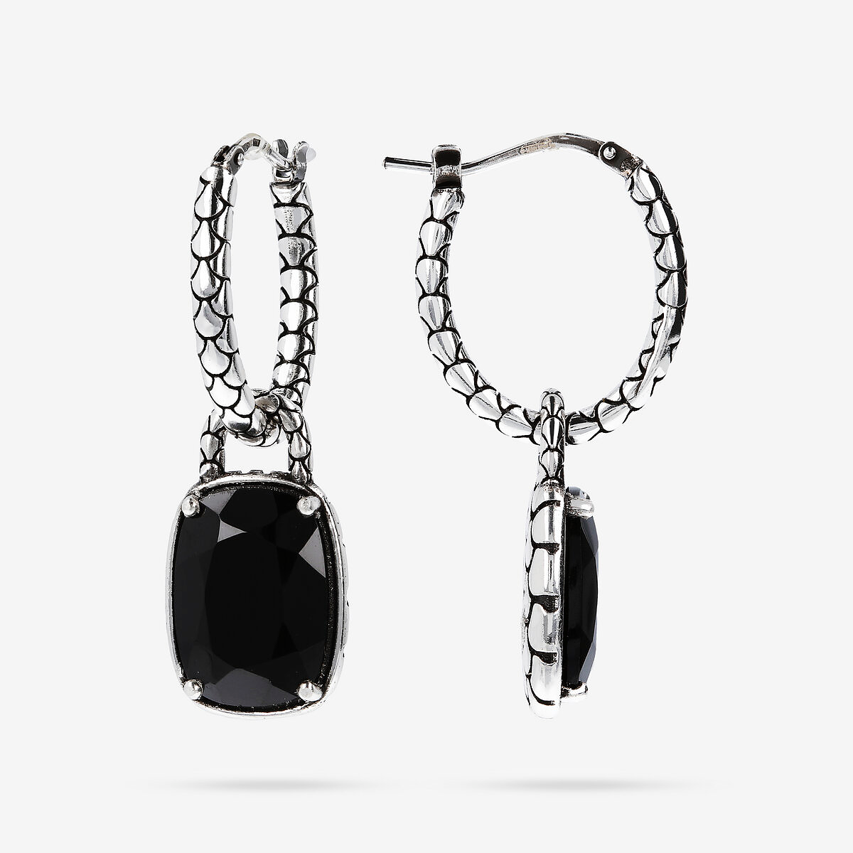 Creolen mit schwarzem Spinell-Anhänger