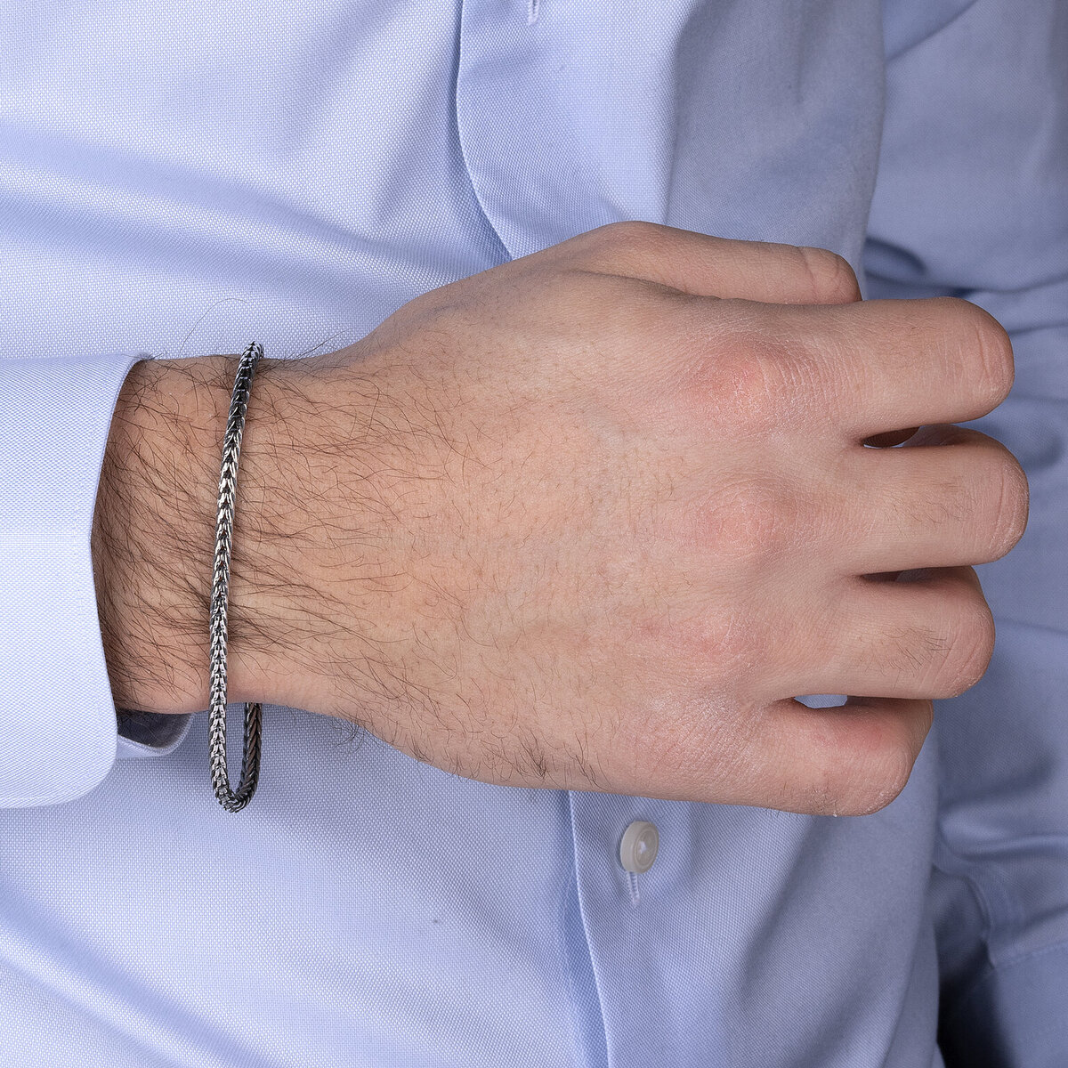 Bracciale con Catena Coda Di Volpe Sottile in Argento 925