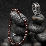 Elastic Bracelet with Natural Stones and Snake Head Element