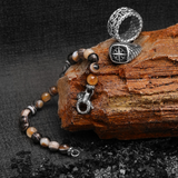 Bracelet with Rondelle and Natural Stones Tourmaline and Tiger's Eye