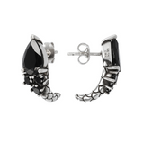 Earrings with Black Spinel and Mermaid Texture