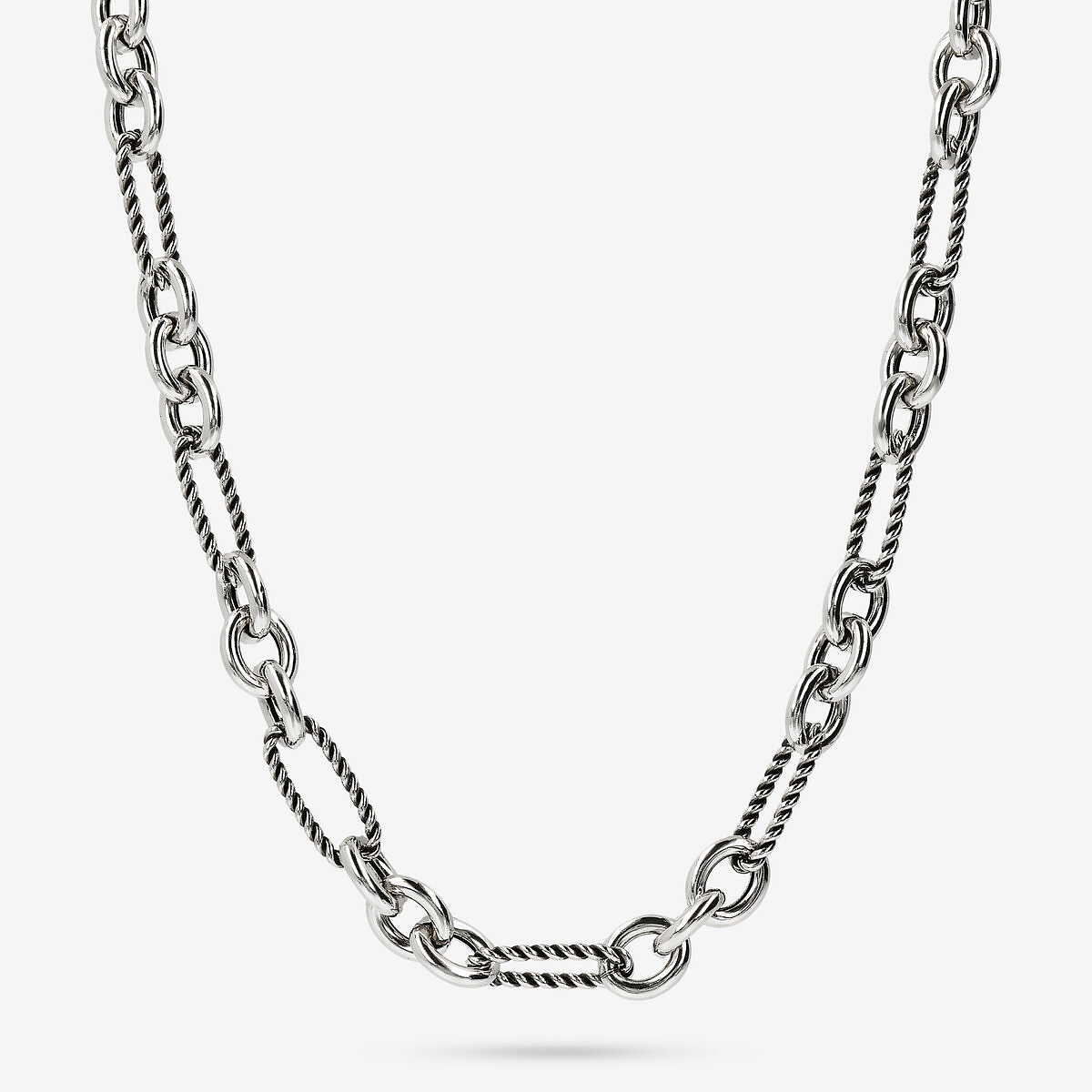 Collana con Catena a Maglie Alternate in Argento 925