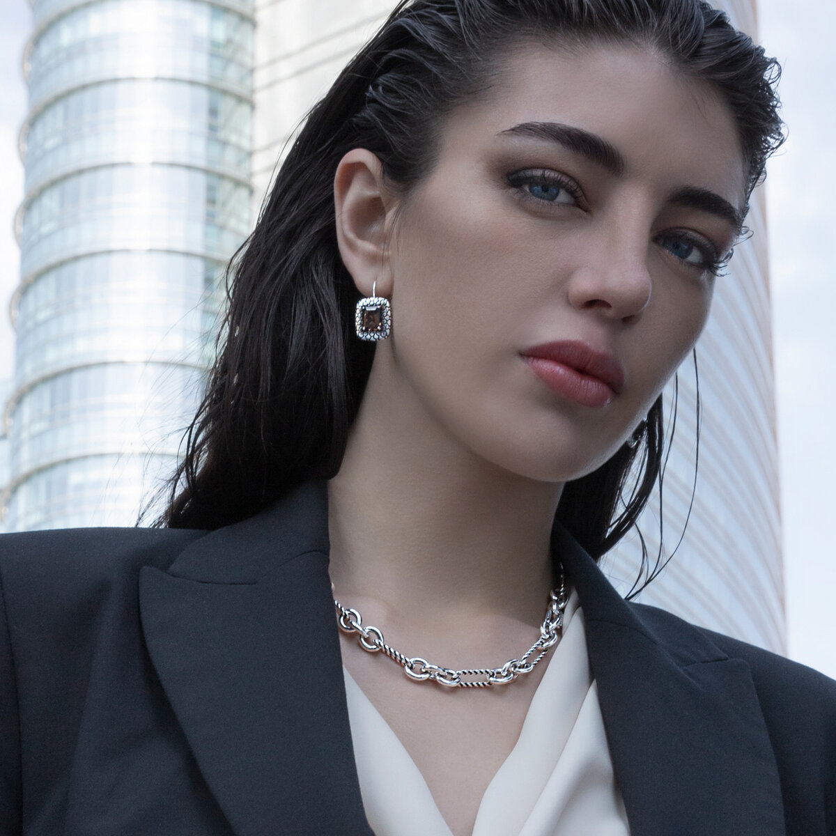 Collana con Catena a Maglie Alternate in Argento 925