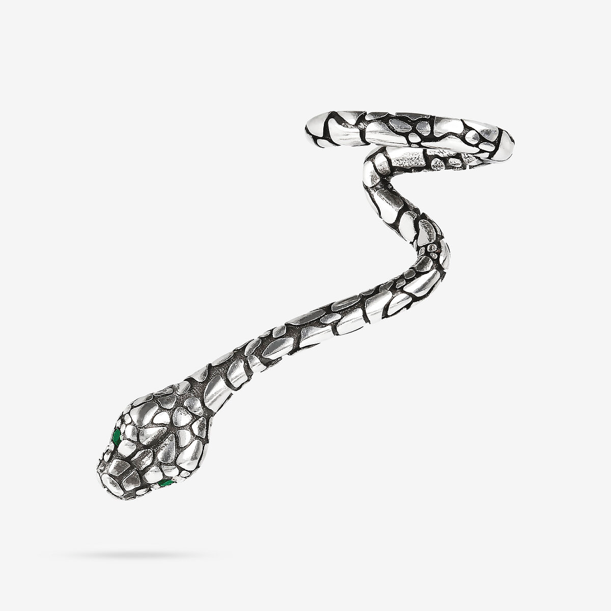 Orecchino Climber Serpente con Pietra Naturale Agata Verde in Argento 925