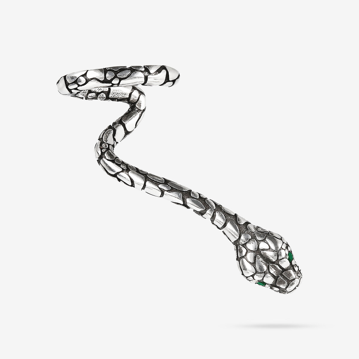 Orecchino Climber Serpente con Pietra Naturale Agata Verde in Argento 925