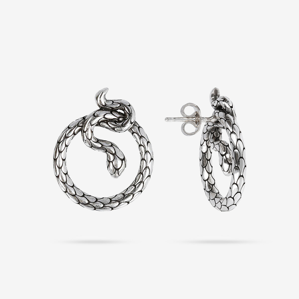 Orecchini Pendenti a Cerchio con Serpente in Argento 925
