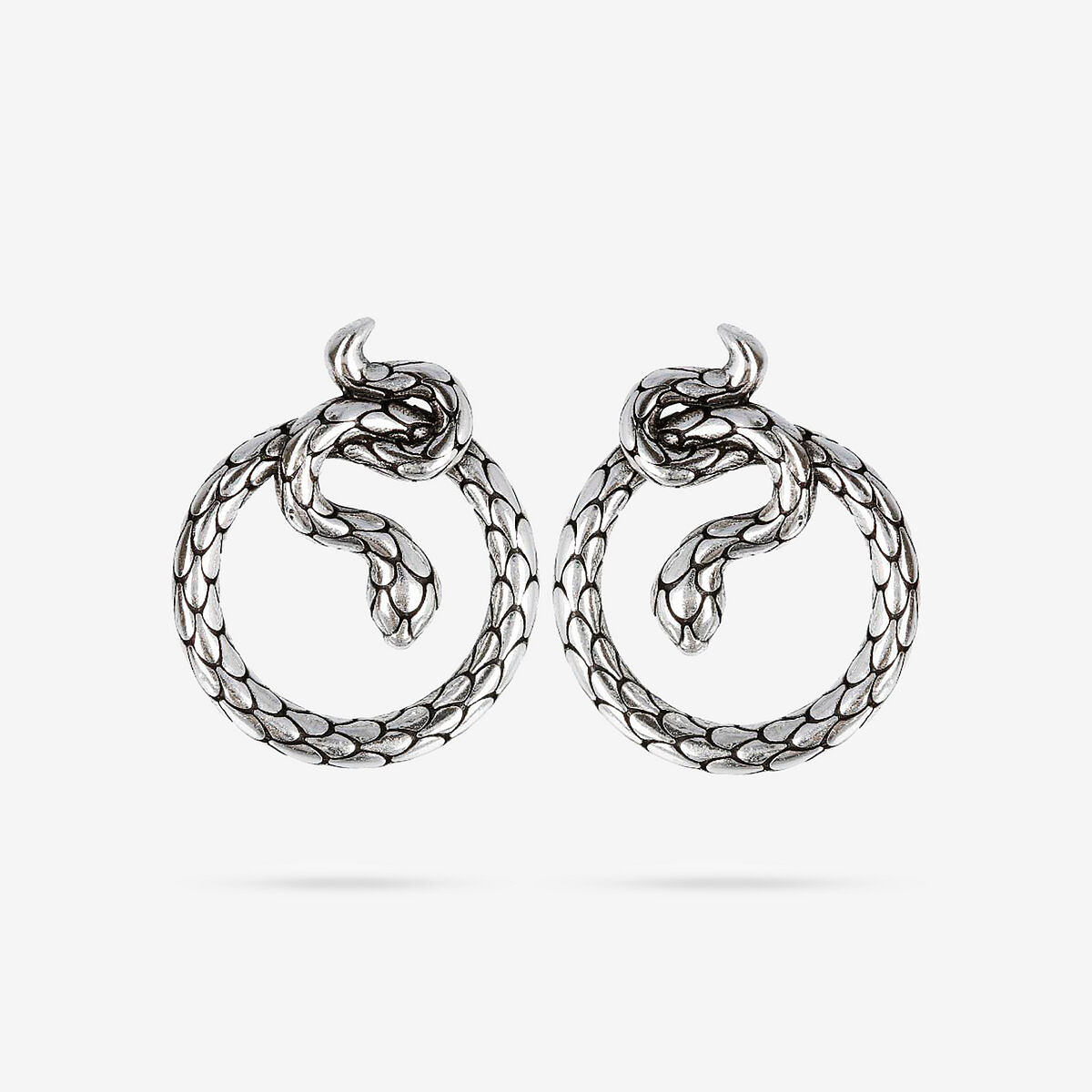 Orecchini Pendenti a Cerchio con Serpente in Argento 925
