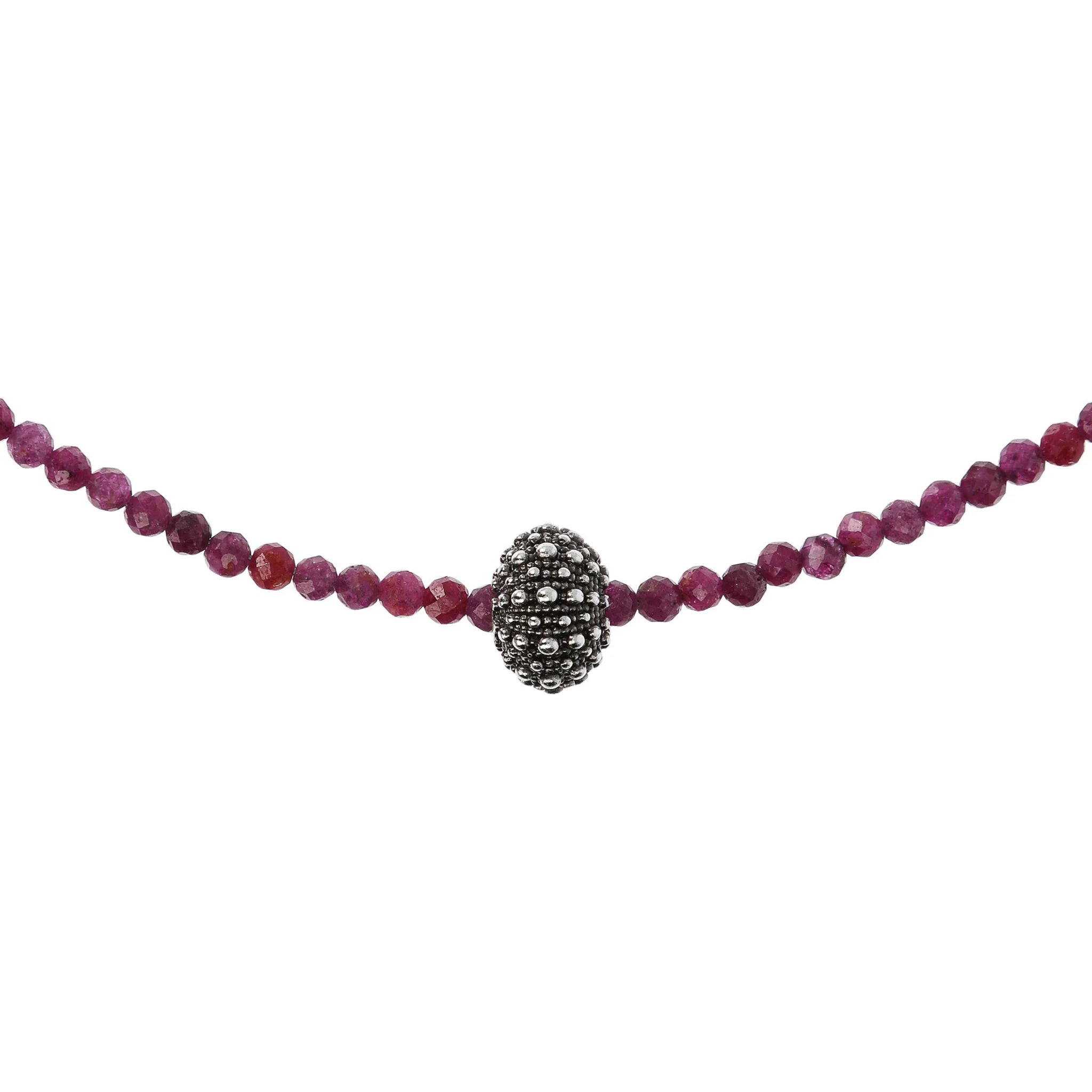 Collana con Pendente Texture Riccio di Mare e Pietre Naturali Sfaccettate in Argento 925