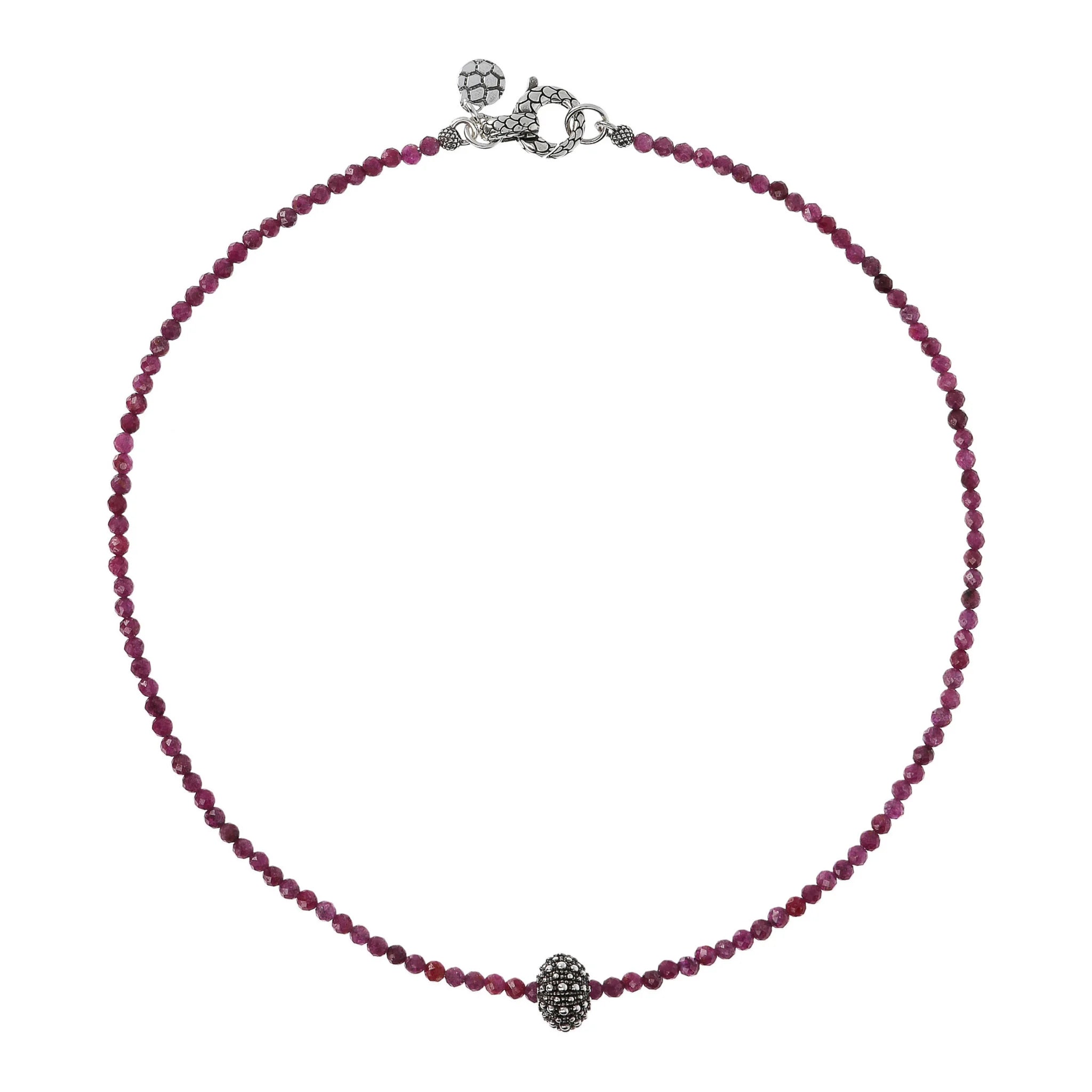 Collana con Pendente Texture Riccio di Mare e Pietre Naturali Sfaccettate in Argento 925