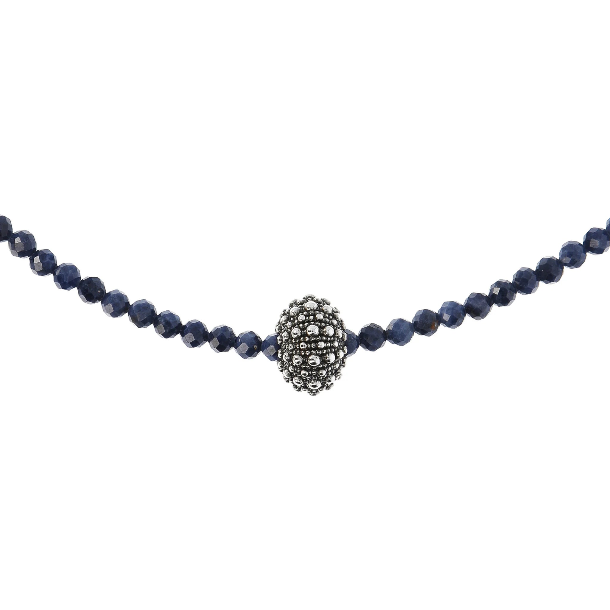 Collana con Pendente Texture Riccio di Mare e Pietre Naturali Sfaccettate in Argento 925