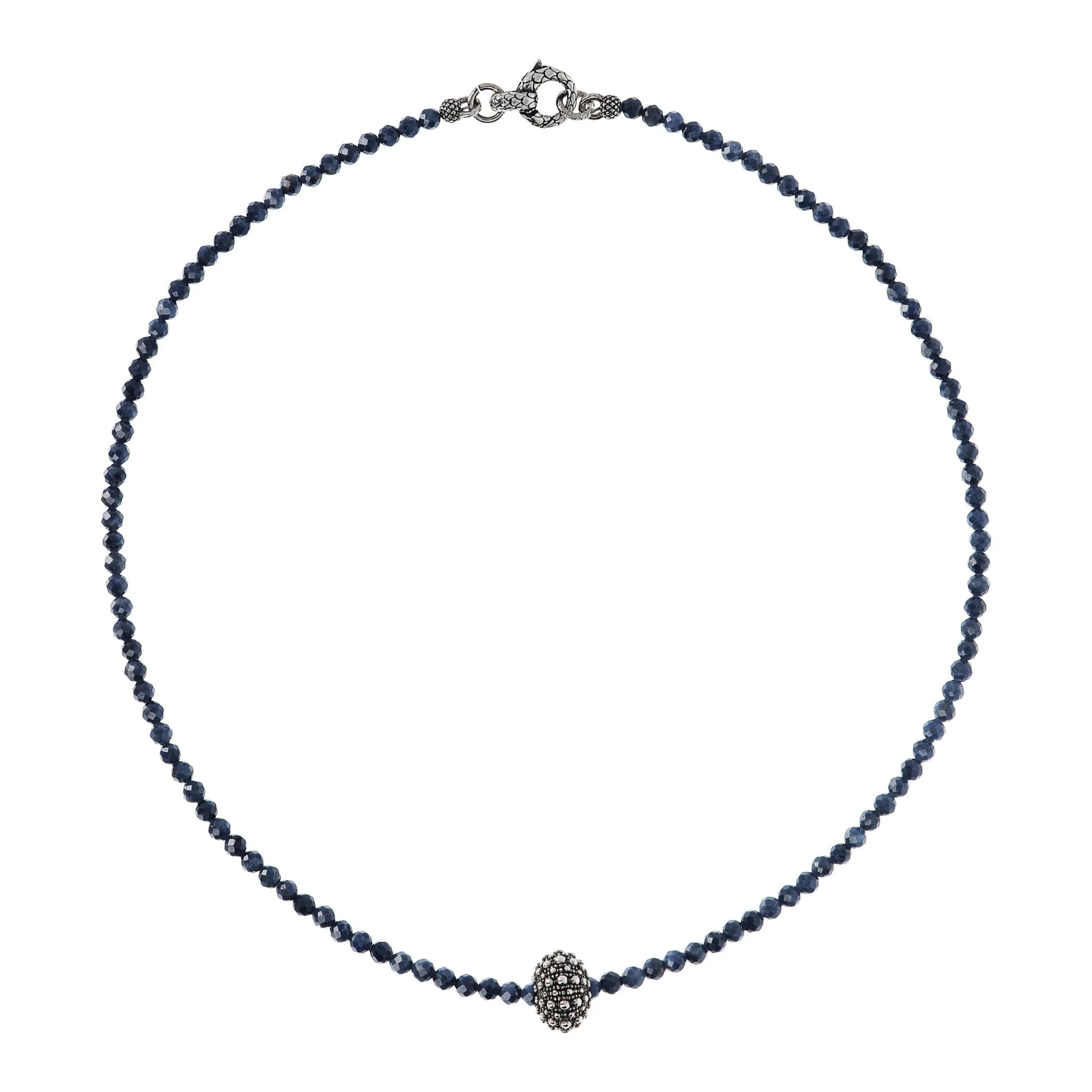 Collana con Pendente Texture Riccio di Mare e Pietre Naturali Sfaccettate in Argento 925