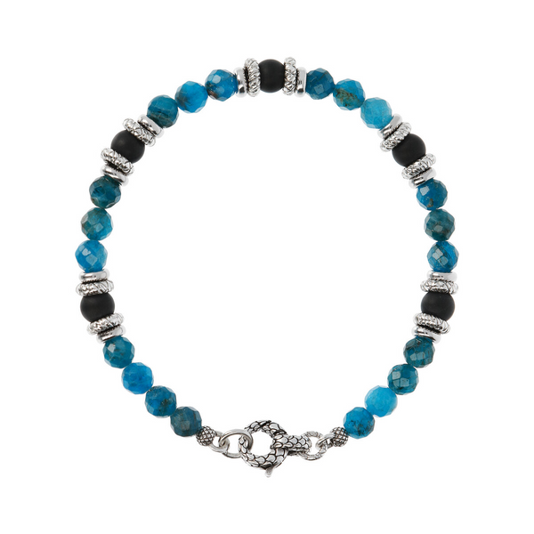 Bracelet with Discs  and Natural Stones Onyx Agate and Apatite