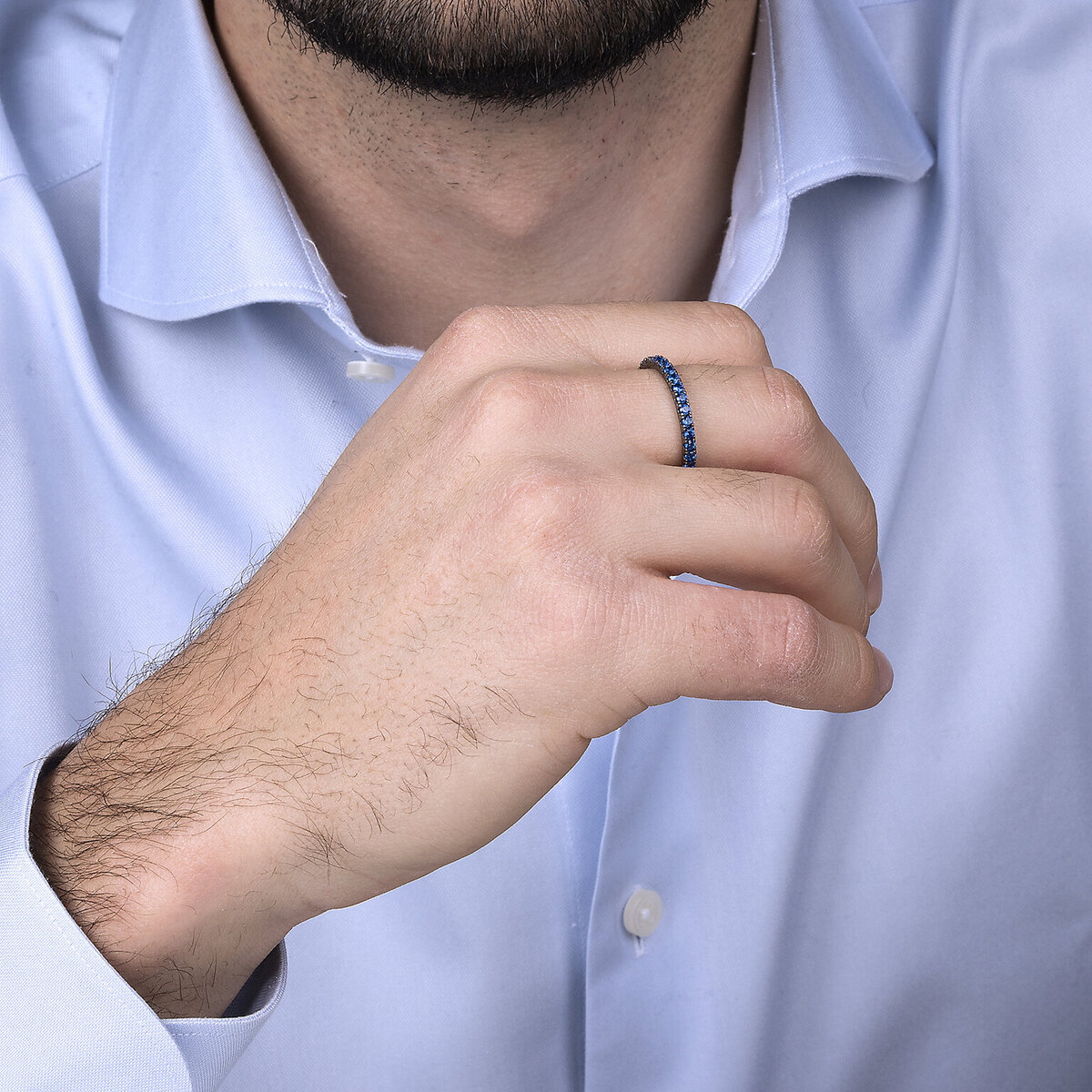 Anello Veretta in Argento 925 placcato Rutenio con Cubic Zirconia