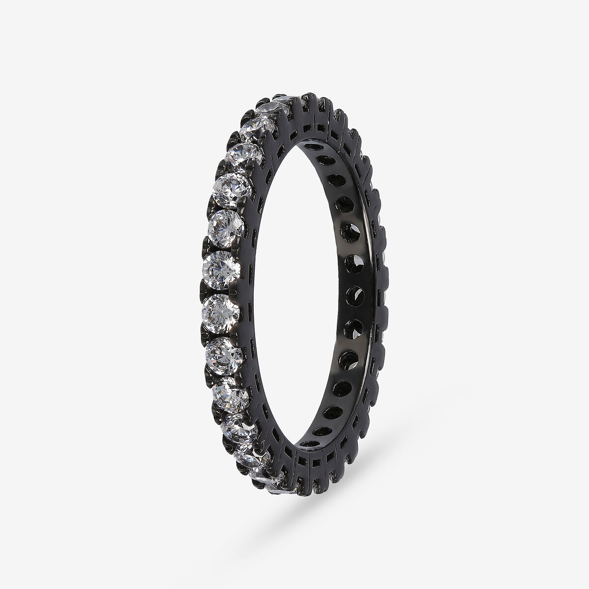 Anello Veretta in Argento 925 placcato Rutenio con Cubic Zirconia