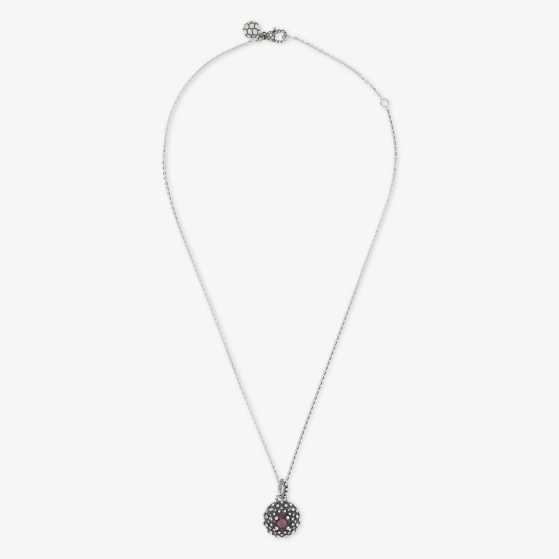 Collana in Argento 925 placcato Rutenio con Pendente Texture Riccio di Mare e Pietra
