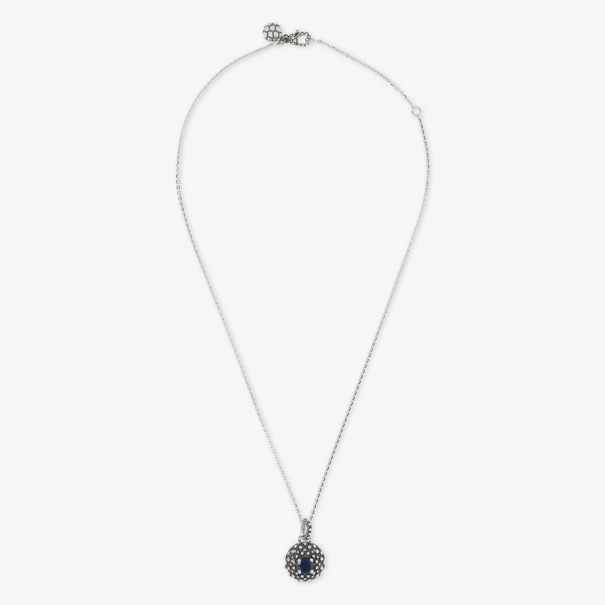 Collana in Argento 925 placcato Rutenio con Pendente Texture Riccio di Mare e Pietra