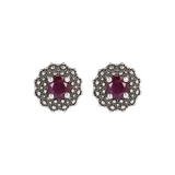 Sea Urchin Stud Earrings with Natural Stone