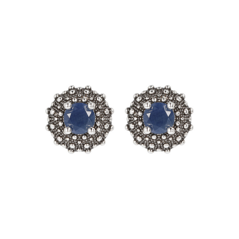 Sea Urchin Stud Earrings with Natural Stone