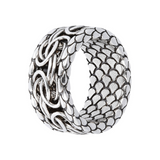 Band Ring with Byzantine Chain and Mermaid Texture