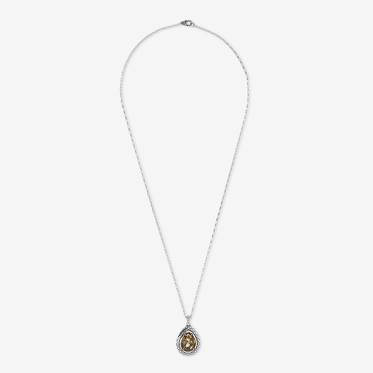 Collana in Argento 925 e Pendente a Goccia Texture Sirena con Citrino