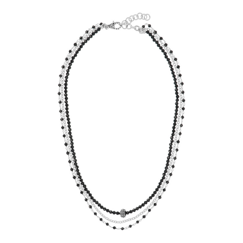 Multi-strand Necklace with Sea Urchin Texture Pendant and Black Spinel