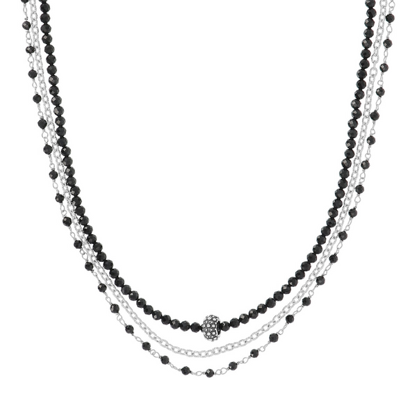 Multi-strand Necklace with Sea Urchin Texture Pendant and Black Spinel