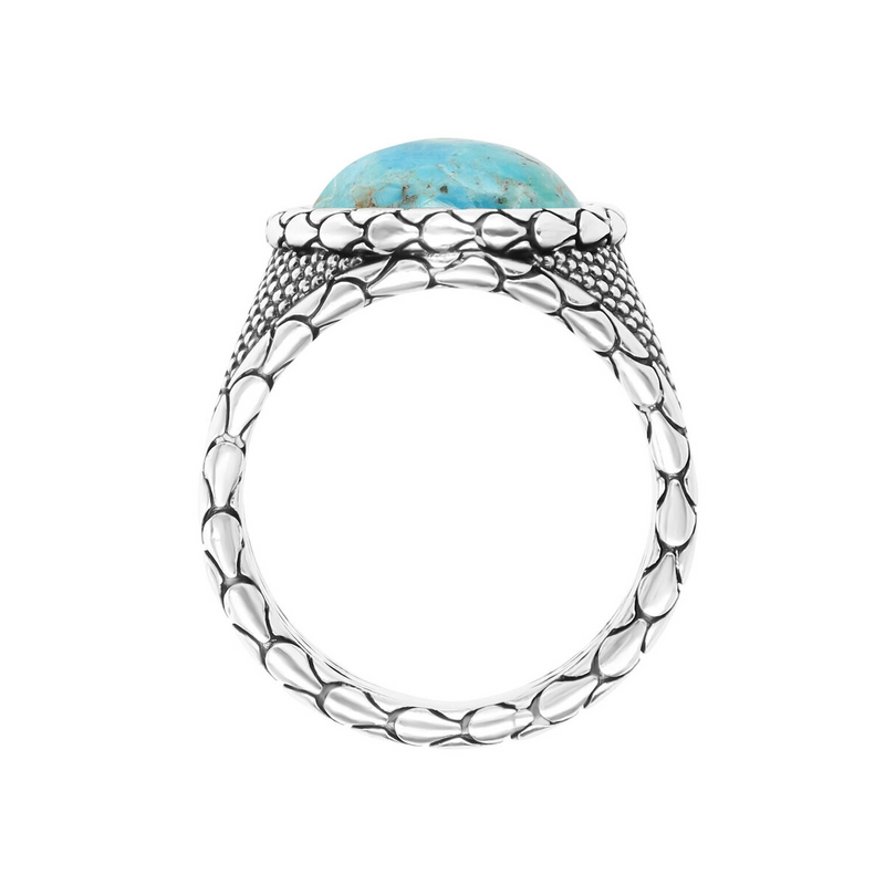 Chevalier Ring Texture Mermaid and Natural Stone