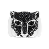 Ring with Pavé Panther in Black Spinel