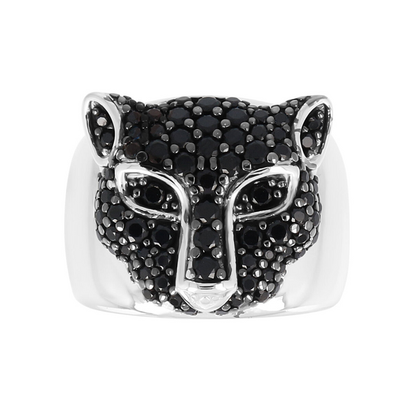 Ring mit Pavé-Panther in schwarzem Spinell
