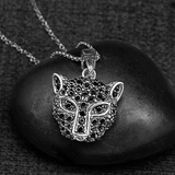 Necklace with Rolo Chain and Black Spinel Pavé Panther Pendant