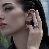 Pendant Earrings with Pavé Panther in Black Spinel