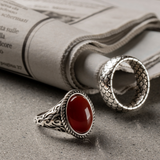 Tribal Chevalier Ring with Natural Stone