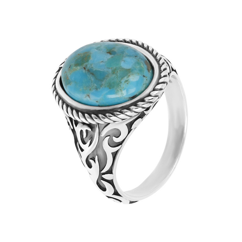 Tribal Chevalier Ring with Natural Stone