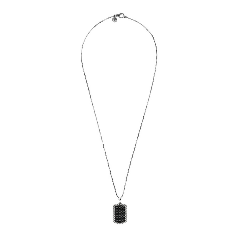 Venezianische Halskette mit schwarzem Spinell-Pavé-Anhänger 