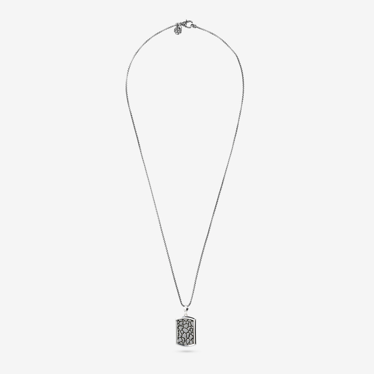 Venetian Chain Necklace with Textured Rectangular Pendant