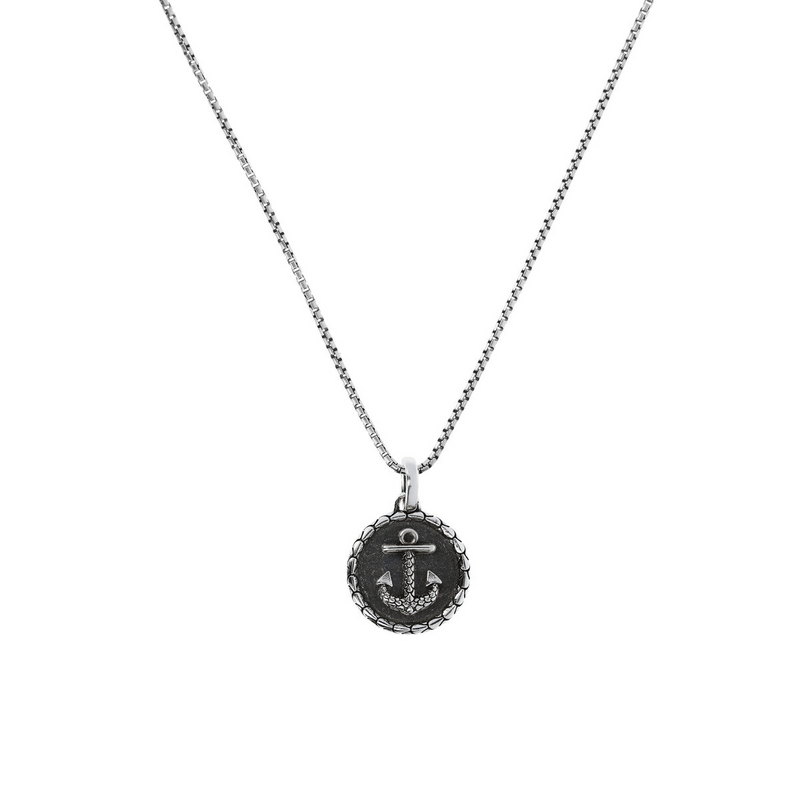 Necklace with Round Pendant Texture Mermaid and Symbol