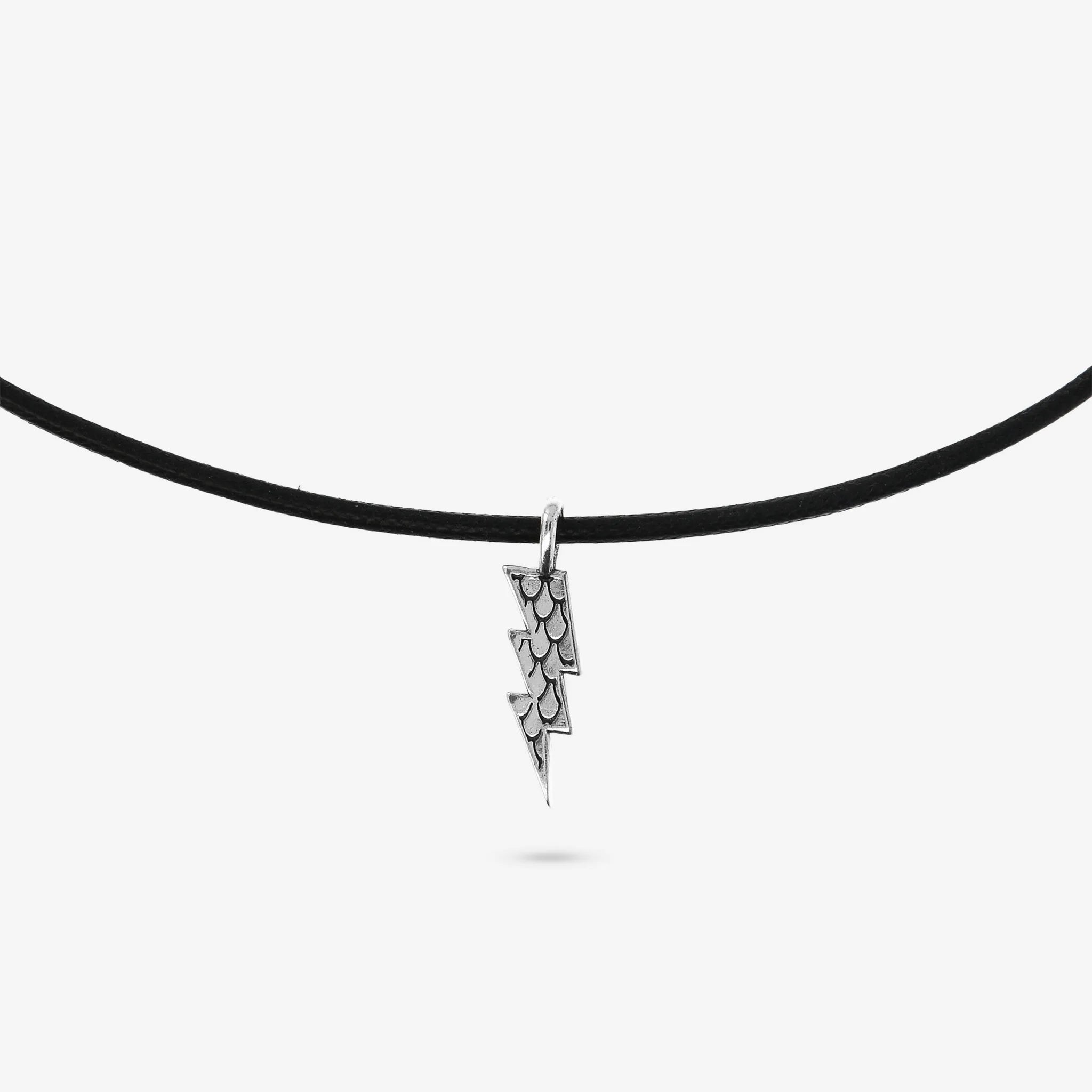 Collana con Cordino Cerato e Pendente Simbolo in Argento 925 placcato Rodio Texture Sirena