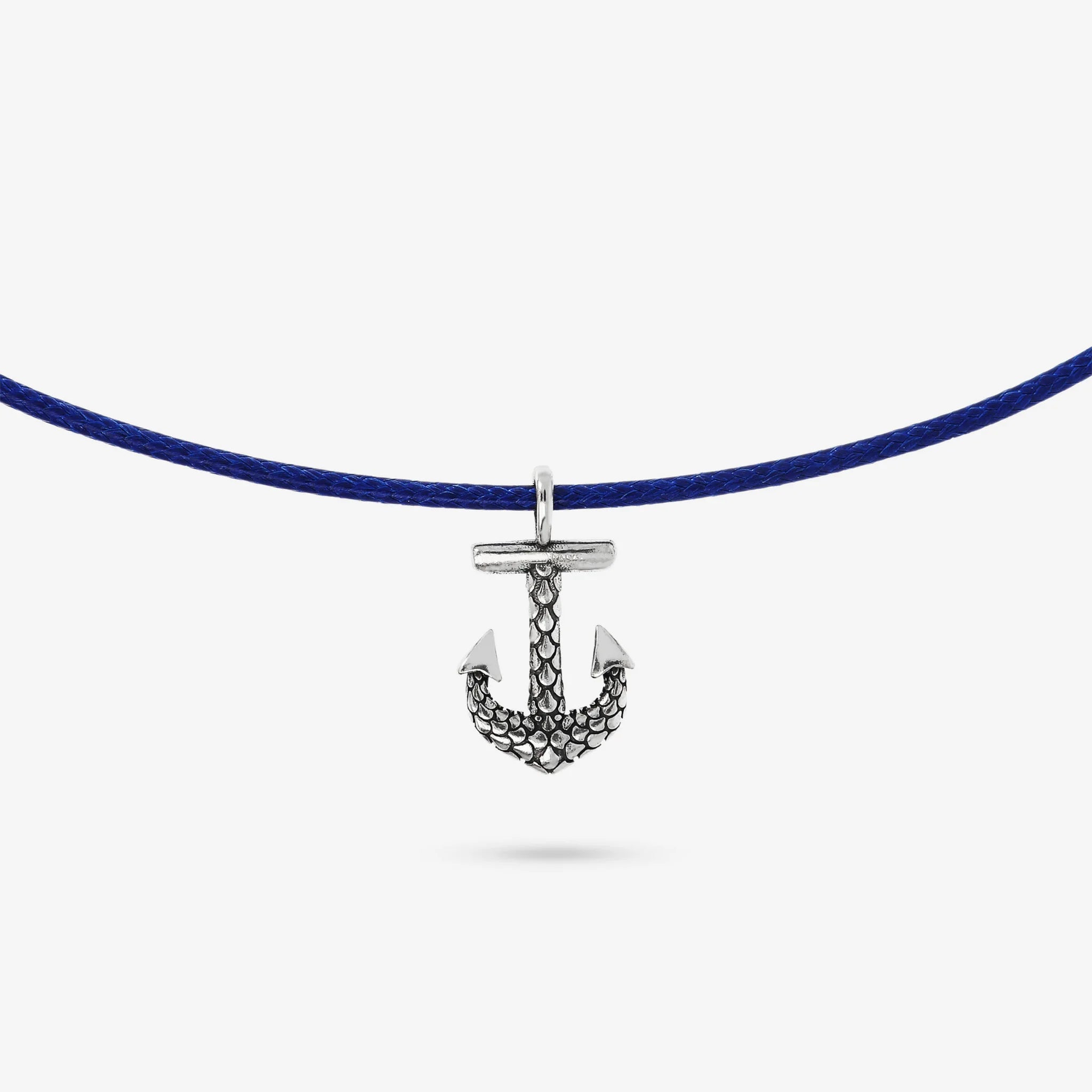 Collana con Cordino Cerato e Pendente Simbolo in Argento 925 placcato Rodio Texture Sirena