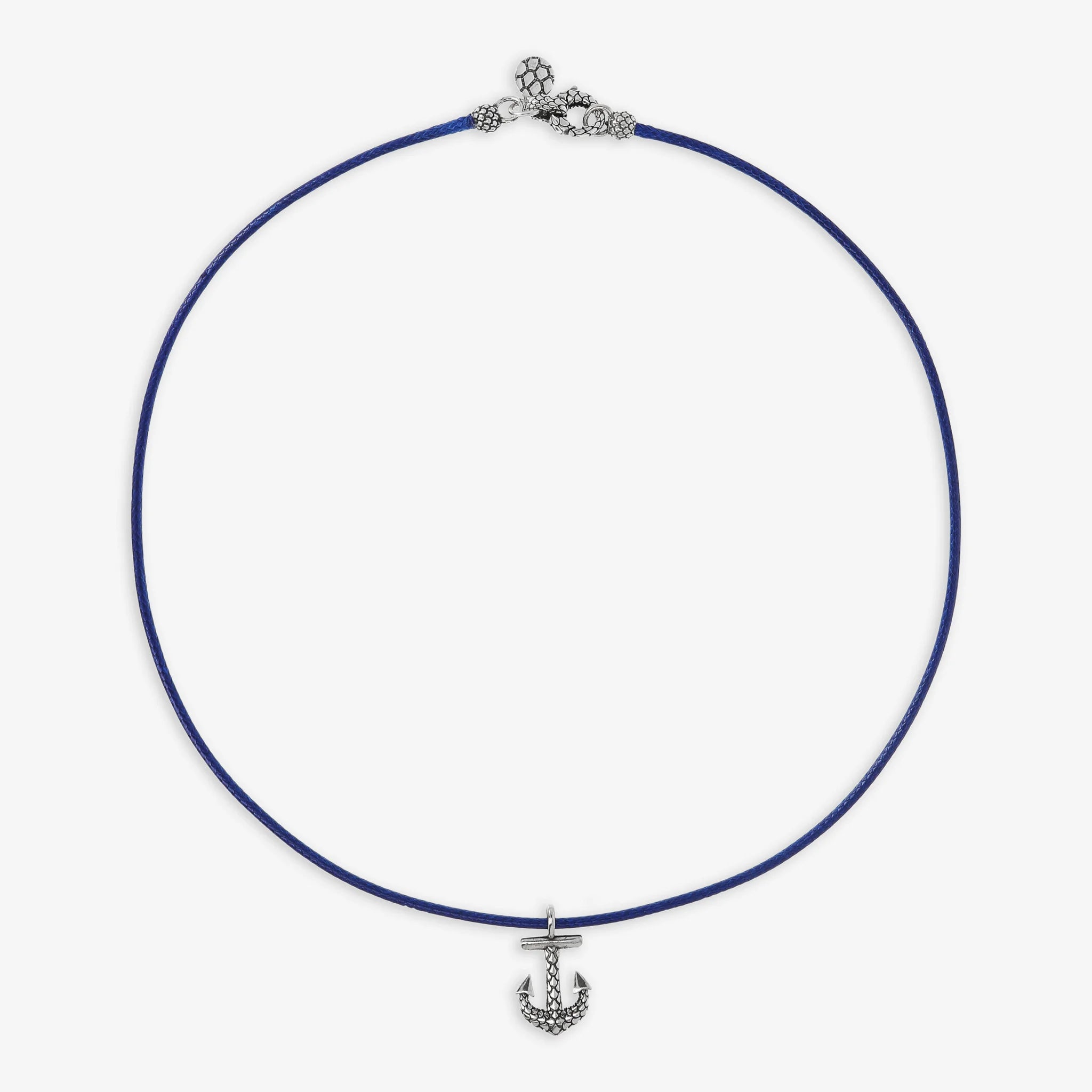 Collana con Cordino Cerato e Pendente Simbolo in Argento 925 placcato Rodio Texture Sirena