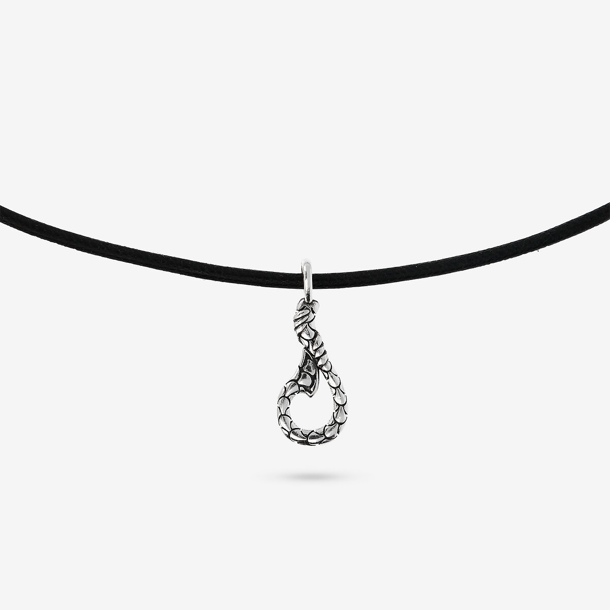 Collana con Cordino Cerato e Pendente Simbolo in Argento 925 placcato Rodio Texture Sirena