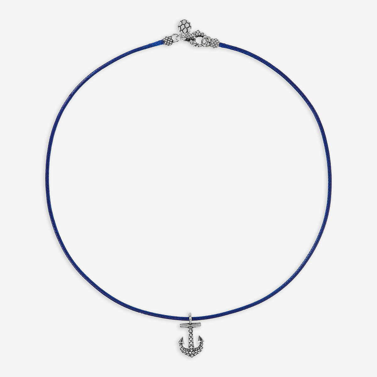 Collana con Cordino Cerato e Pendente Simbolo in Argento 925 placcato Rodio Texture Sirena