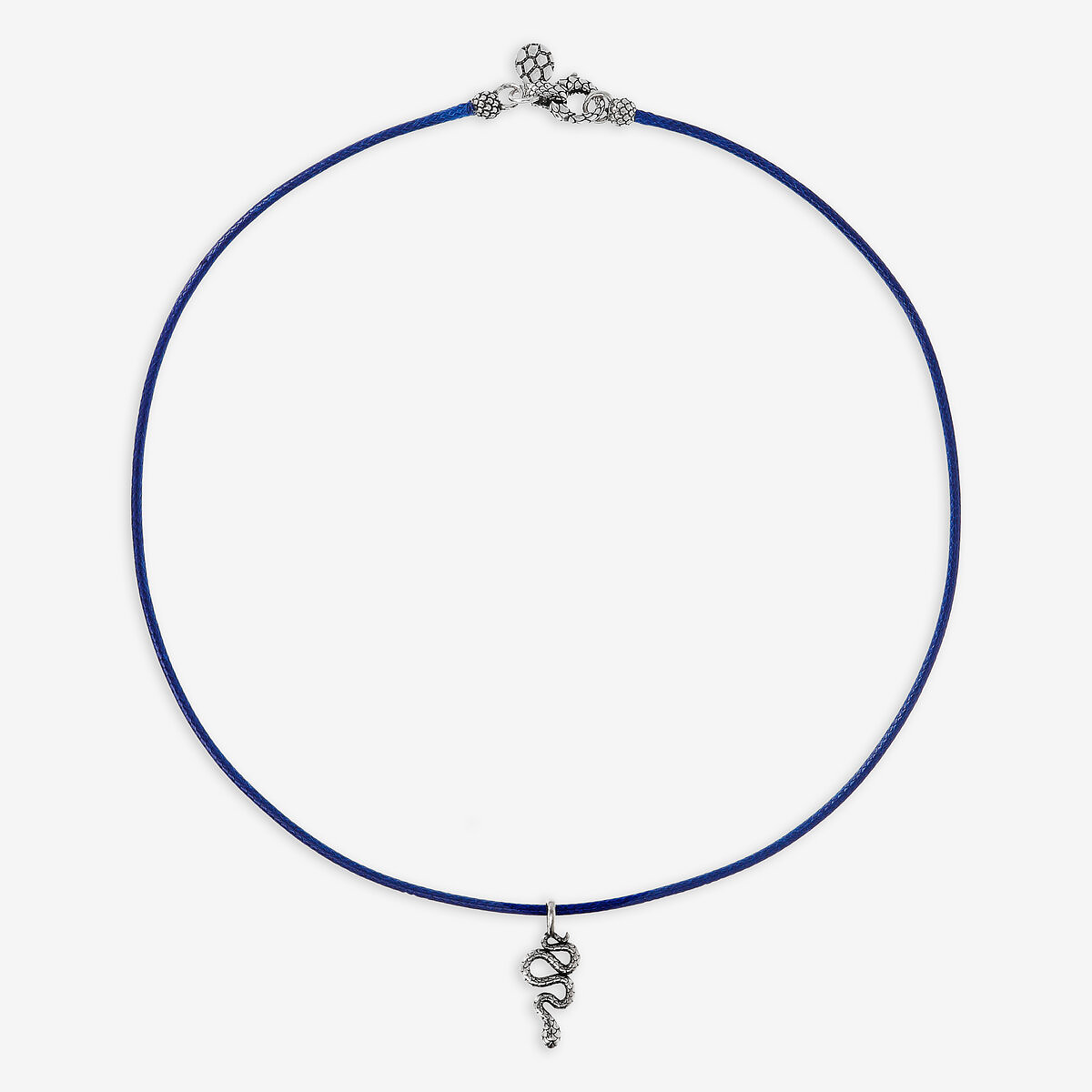 Halskette mit gewachstem Band und Anhänger Symbol aus Silber 925 rhodiniert Textur Meerjungfrau