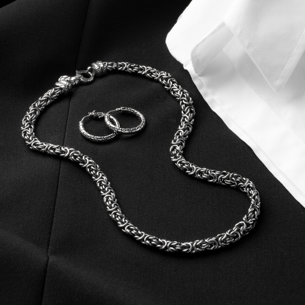 Collana con Maxi Catena Bizantina in Argento 925