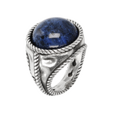 Chevalier Ring with Round Natural Stone