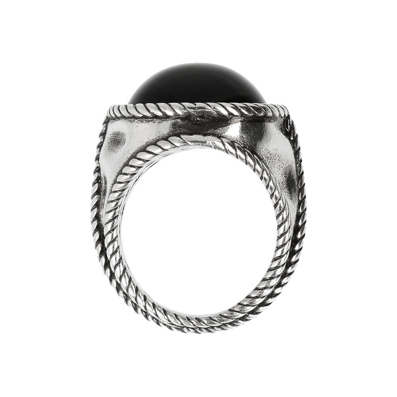 Chevalier-Ring mit rundem Naturstein