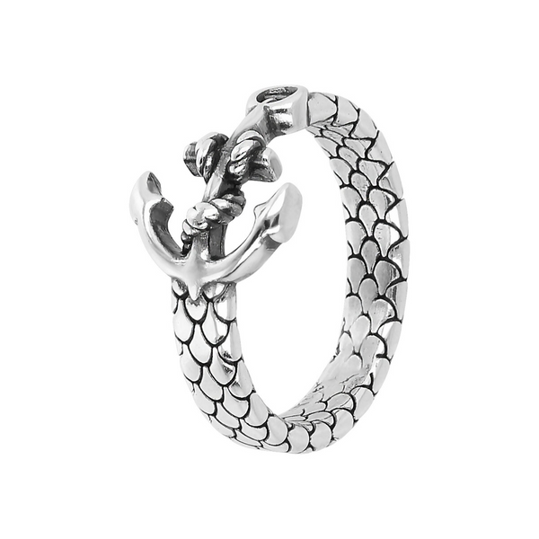 Mermaid Texture Ring with Anchor